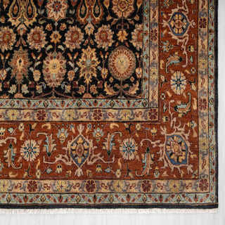 Anwar - 8x10 Navy Persian Mina Khani Pattern Reproduction High KPSI Soft Wool Rug