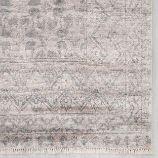 Mizoram - 8x10 Gray Wool & Silk Vintage Persian Look Handmade Rug