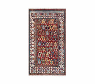 3x5 Red Tribal Senneh Hand Knotted Premium Wool Rug