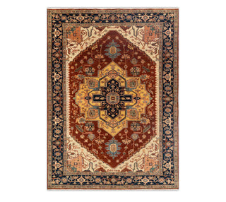 6x9 Classic Persian Heriz Serapi Red Colored Wool Rug For Living Room