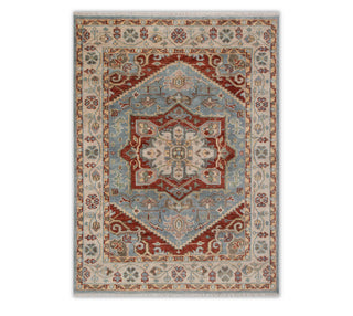 8x10 Blue Rust Traditional Persian Serapi Hand Knotted Soft Feel Thick Plush Wool Rug