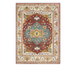 8x10 Green Rust Wool Modern Persian Serapi Handmade Colorful Rug