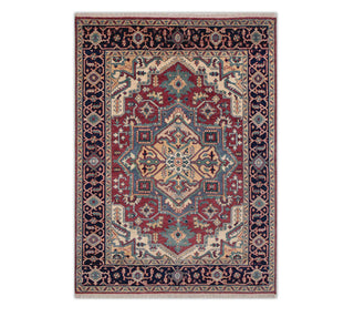 8x10 Persian Heriz Serapi Mahal Design Red Wool Hand Knotted Rug