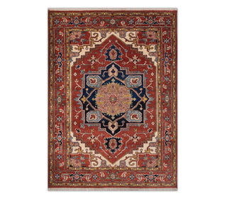 8x10 Red Persian Heriz Serapi Mahal Design Rust Wool Hand Knotted Rug