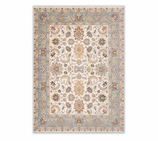 8x10 Vintage Persian Look Ivory Wool Rug For Living Room