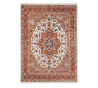 Classic Persian heriz Serapi Handmade Ivory Rust Wool Rug For living room