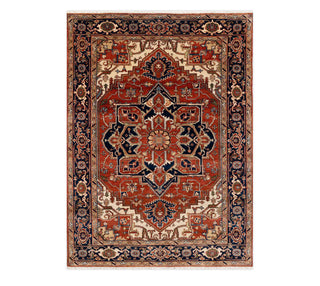 Nelson - 6x9 Red Navy Persian Mahal Serapi High KPSI Fine Wool Rug