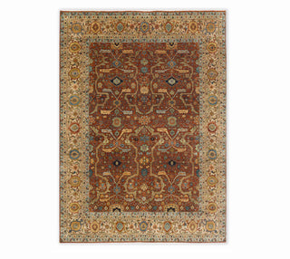 Hand Knotted Vintage Persian Look Rust Wool Rug For Living Room