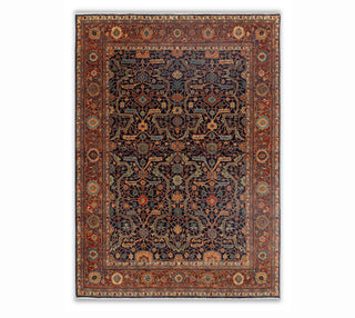 Vintage Persian Look Fine Quality Hand Knotted Navy Wool Carpet for living room