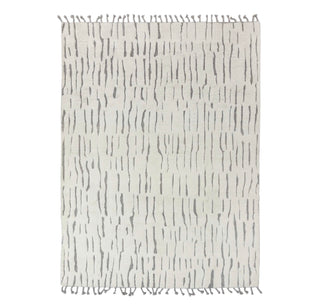 White Grey Soft Wool Rug Moroccan Beni Ourain Hand Knotted Wool Rug