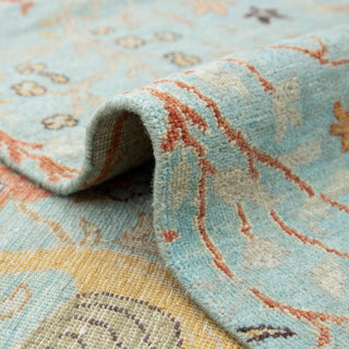 5x7 Light Turquoise Birds Peacock Garden Wool Rug