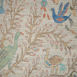 2'6x8 Distressed Gray Birds Woolen Runner Rug