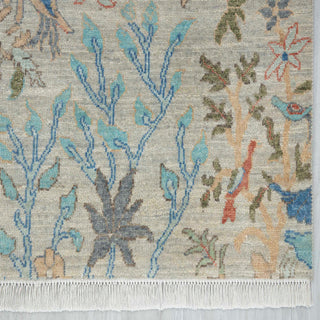 2'6x8 Distressed Gray Birds Woolen Runner Rug