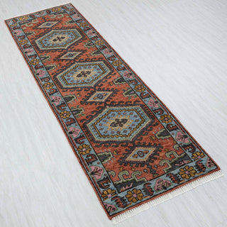 Kashan - Rust Persian Runner Plush Feel Wool Staircase / Hallway Rug