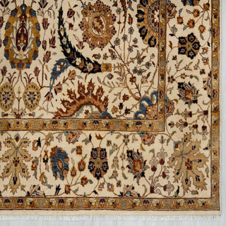 Samad- 8x10 Ivory Gold Authentic Persian Kerman Sickle Rug