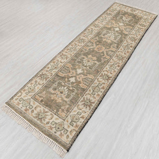 Morgan - Runner Rug Olive Green Grey Persian Style Oushak Rug