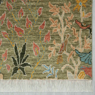 2'6x8 Green Birds Peacock Fine Weave Woolen Rug