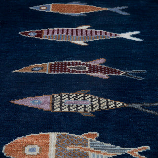 Pisces Navy Fish Motif Soft Woolen Kitchen / Hallway Runner
