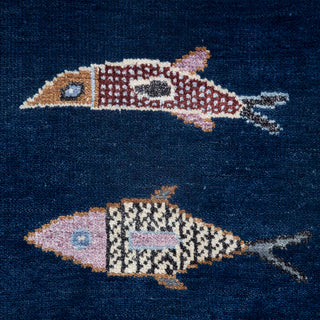 Pisces Navy Fish Motif Soft Woolen Kitchen / Hallway Runner