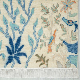 2'6x8 Ivory Paradise Garden Peacock Runner Rug