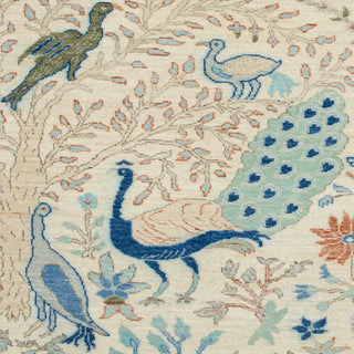 2'6x8 Ivory Paradise Garden Peacock Runner Rug