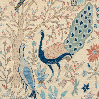 3x8 Ivory Peacock Garden Fine Weave Hallway Rug
