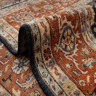 Anwar - 8x10 Navy Persian Mina Khani Pattern Reproduction High KPSI Soft Wool Rug