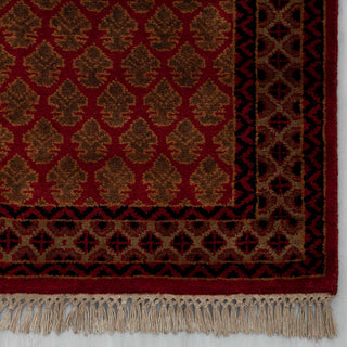 Herati 2'6x8 Red Litchi Motifs Woolen Hallway Rug