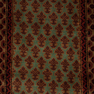 Herati 2'6x14 Olive Wool Persian Long Runner Rug