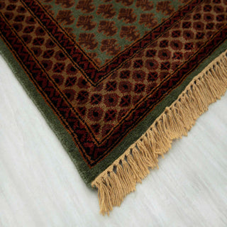 Herati 2'6x14 Olive Wool Persian Long Runner Rug