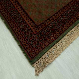 Herati 2'6x4 Olive Hand Knotted Persian Runner Rug
