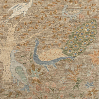 2'6x10 Distressed Birds Peacock Wool Runner Rug