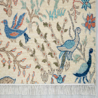3x5 Ivory Wool Birds Garden Area Rug