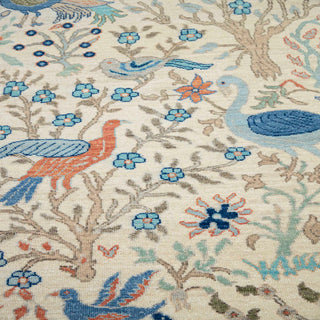 3x5 Ivory Wool Birds Garden Area Rug