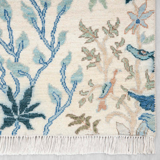 2'6x10 Ivory Paradise Garden Peacock Runner Rug