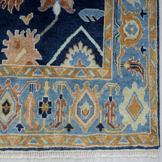 Cramer 8x10 Navy Modern Floral Oushak Woolen Rug