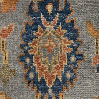 Georgia Adler - Traditional Turkish Oushak Blue Gray Rust Fine Quality Wool Hand Knotted Rug