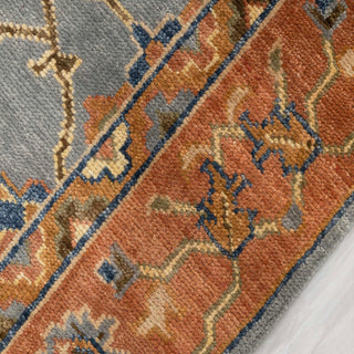 Georgia Adler - Traditional Turkish Oushak Blue Gray Rust Fine Quality Wool Hand Knotted Rug