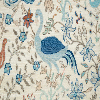 9x12 Ivory Birds Peacock Garden Woolen Area Rug