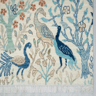 9x12 Ivory Birds Peacock Garden Woolen Area Rug