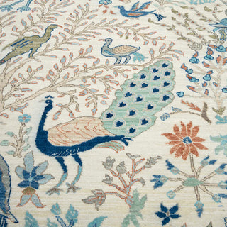9x12 Ivory Birds Peacock Garden Woolen Area Rug