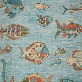 Pisces 2'6x8 Hand Knotted Fish Runner Rug