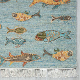 Pisces 2'6x8 Hand Knotted Fish Runner Rug