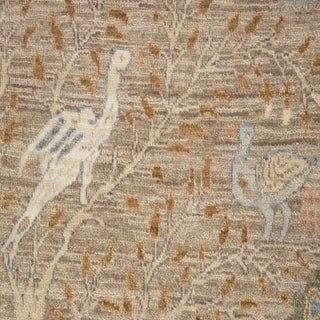 2'6x8 Distressed Hand Knotted Birds Woolen Runner Rug
