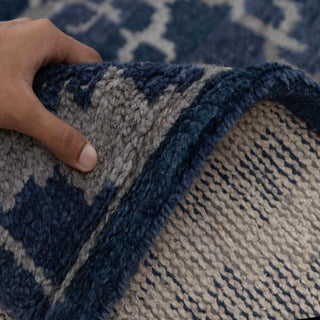 Raleigh 8x10 Navy Wool Hand Knotted Wool Rug