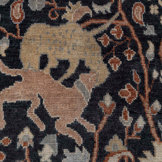 Girnar 8x10 Navy Animal Hunting Scene Woolen Rug