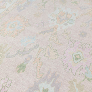 Shelby Light Pink Blue Soft Look Modern Oushak Wool Rug