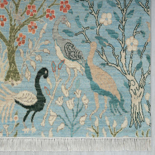 10x14 Blue Colorful Birds Tree of Life Woolen Area Rug
