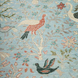 10x14 Blue Colorful Birds Tree of Life Woolen Area Rug