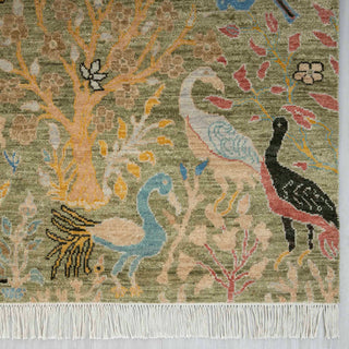 Large Area Persian Birds & Trees Inspired Wool Rug